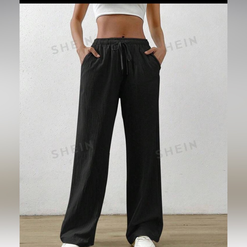 Shein EZ wear cotton loose straight drawstring slant pocket pants.NWT. Retail 20